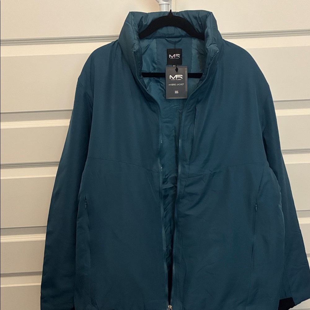 This is a Mack Russo Hybrid Jacket in teal Blue Puffer Jacket